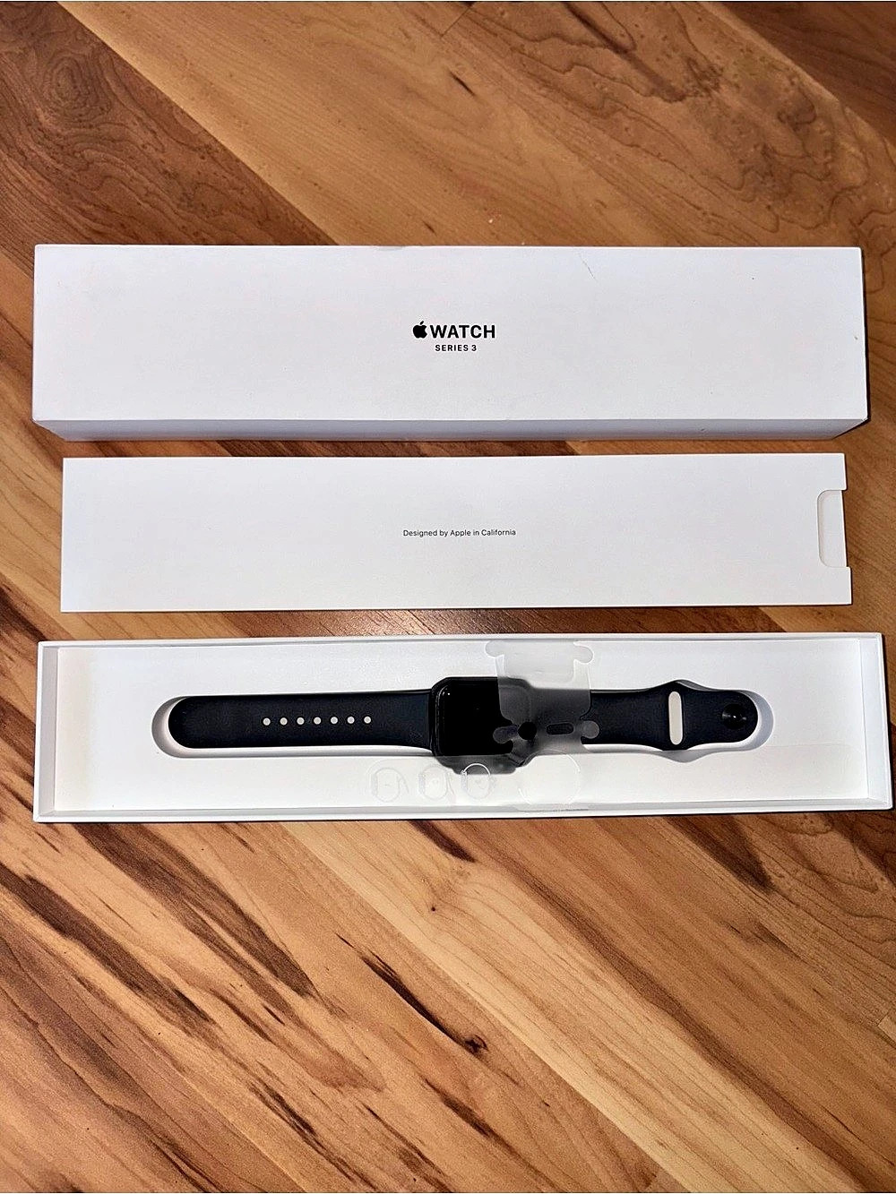 Apple Watch Series 3 38mm Space Gray Aluminum Case with Black Sport Band Black